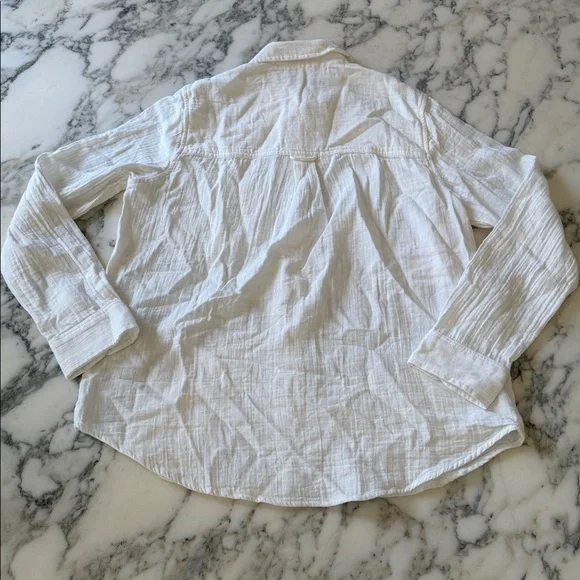 NWT Quince White Cotton Gauze Long Sleeve Shirt Sz XS - Picture 4 of 7